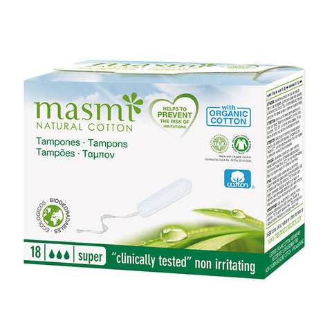 Masmi Organic Non-Applicator or Digital Super Tampons 18s