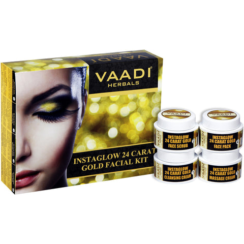 Gold Facial Kit - 24 Carat Gold Leaves, Marigold & Wheatgerm Oil, Lemon Peel Extract