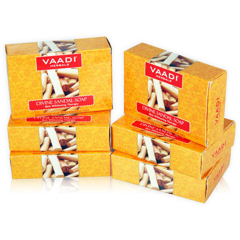 Super Value Pack of 6 Divine Sandal Soap with Saffron & Turmeric (5 + 1 FREE)