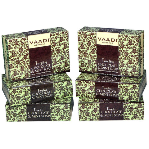 Super Value Pack of 6 TEMPTING CHOCOLATE & MINT SOAP-Deep Moisturising Therapy (5 + 1 FREE)