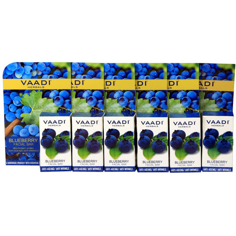 Super Value Pack of Blueberry Facial Bars with Extract of Mint (5+1)