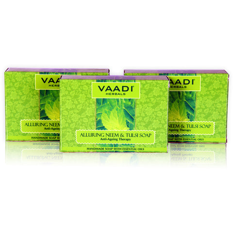 Value Pack of 3 Alluring Neem-Tulsi Soap with Vitamin E & Tea Tree Oil (3 X 75 gms)