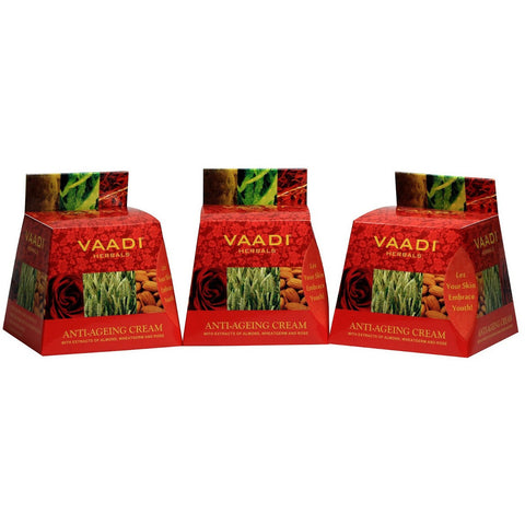 Value Pack of 3 Anti-Ageing Cream - Almond, Wheatgerm Oil & Rose