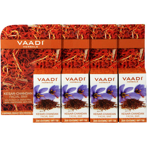 Value Pack of 4 Kesar Chandan Facial Bars with Extract of Orange Peel