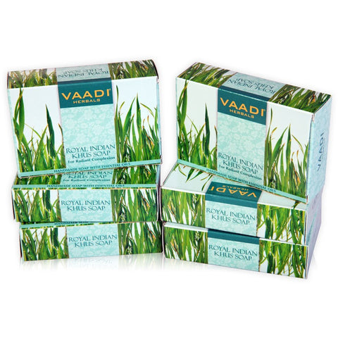 Value Pack of 6 ROYAL INDIAN KHUS SOAP WITH Olive & Soyabean oil (5 + 1 FREE)