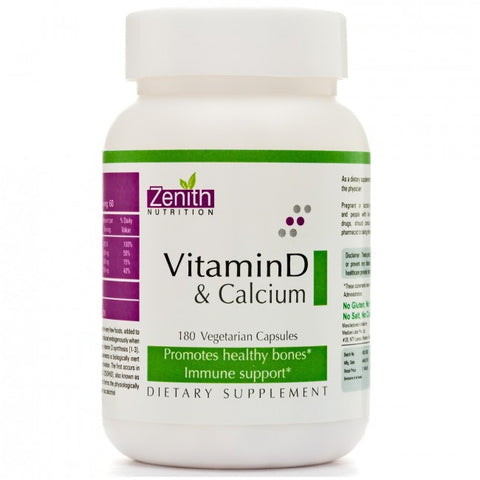 zenith nutrition vitamin-d & calcium - 180 capsules