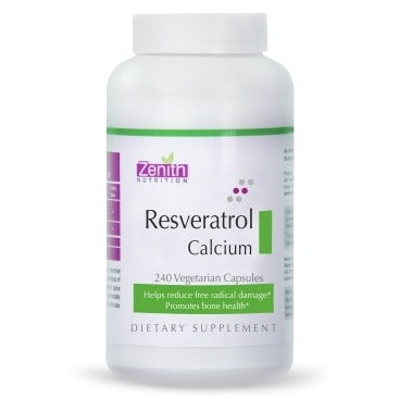 zenith nutrition resveratrol 100mg & calcium - 240 capsules