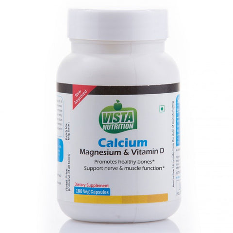 vista nutrition calcium + magnesium + vitamin d - 180 capsules