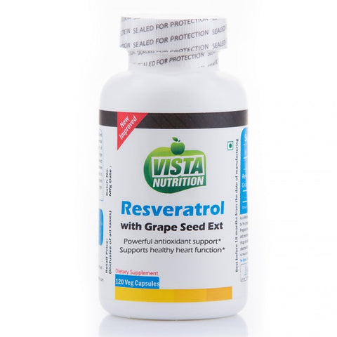 vista nutrition resveratrol 100mg grape seed ext - 120 capsules