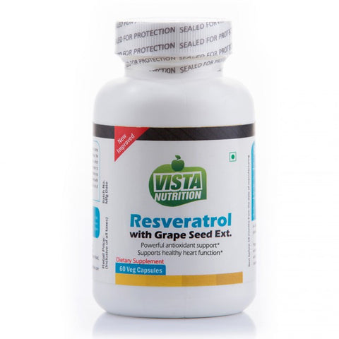 vista nutrition resveratrol 100mg grape seed ext - 60 capsules