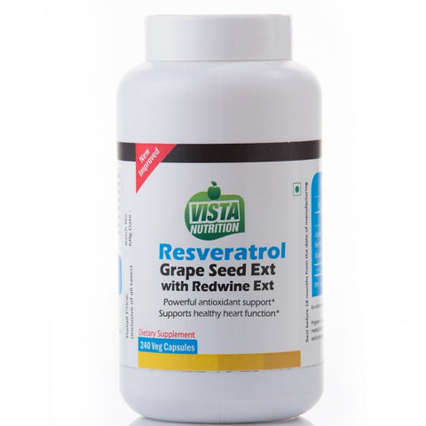 Vista Nutrition Resveratrol Grape Seed Ext Redwine Extract  240 Capsules