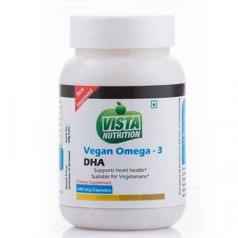 vista nutrition vegan omega 3 dha - 180 capsules