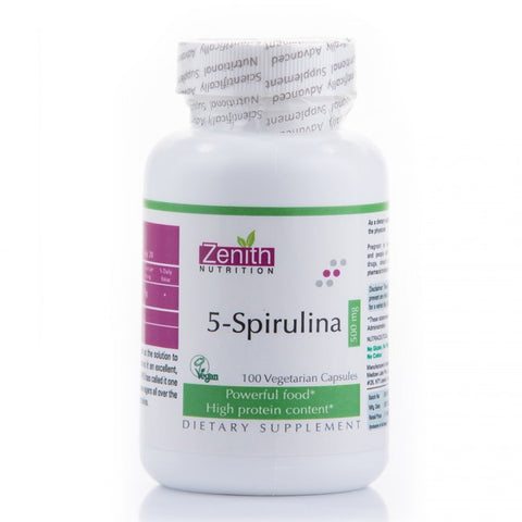 zenith nutrition 5-spirulina 500mg - 100 capsules