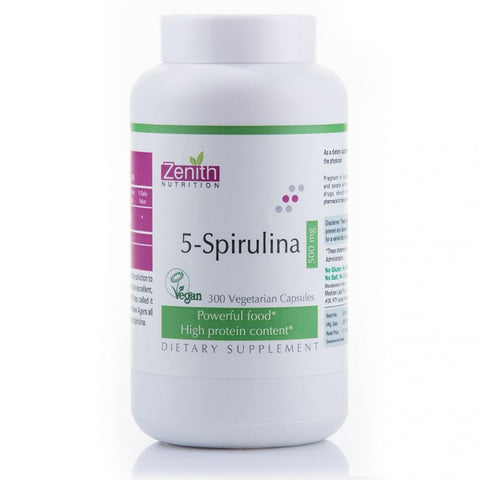 zenith nutrition 5-spirulina 500mg - 300 capsules