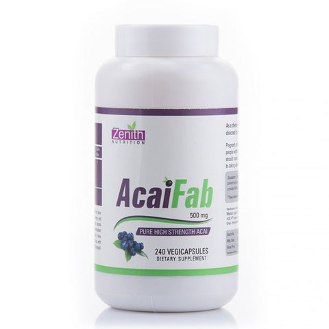 zenith nutrition acai fab - 500mg/ 240 capsules