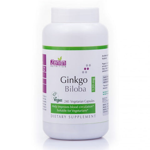 zenith nutrition ginkgo biloba 120mg - 240 capsules
