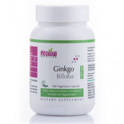 zenith nutrition ginkgo biloba 60mg - 180 capsules