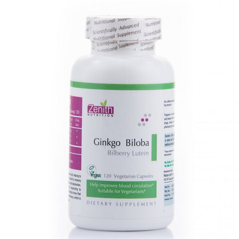 Zenith Nutrition Ginkgo Biloba With Bilberry & Lutein - 120 Capsules