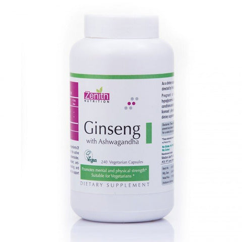 zenith nutrition ginseng with ashwagandha - 240 capsules