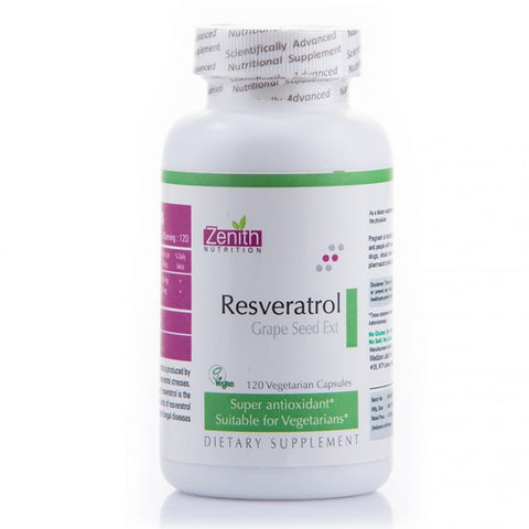 zenith nutrition resveratrol 100mg & grape seed ext - 120 capsules