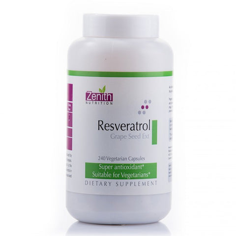 zenith nutrition resveratrol 100mg & grape seed ext - 240 capsules