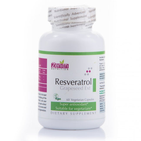 zenith nutrition resveratrol 100mg grape seed ext - 60 capsules